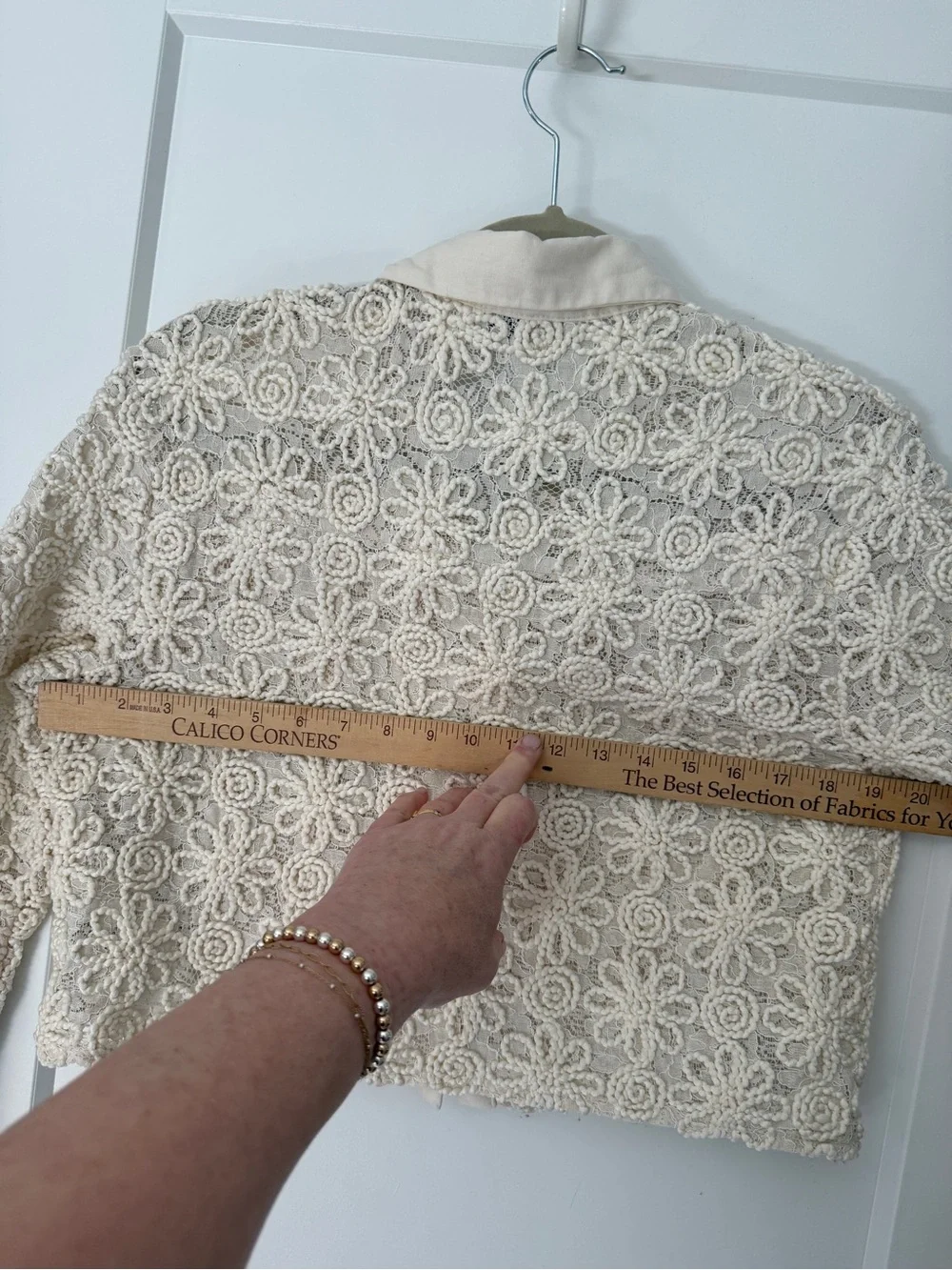 Zara Floral Lace Cropped Button Up Shirt Jacket Cream Size S Style 4786/331